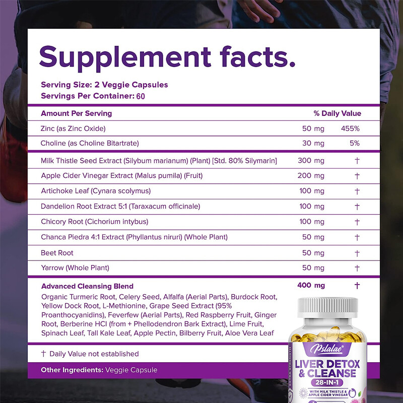 28-In-1 Liver Detox & Cleanse – Liver Support Supplements – with Milk Thistle