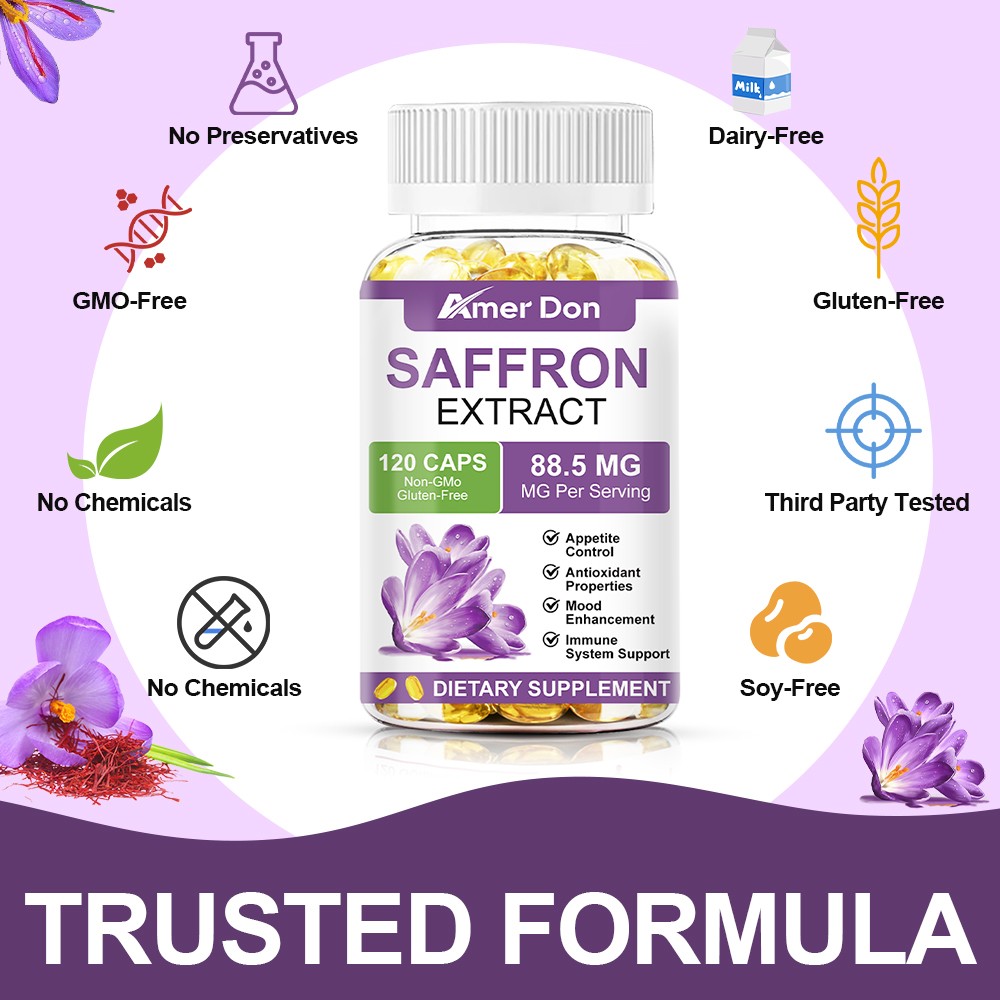 Saffron Extract 120 Capsules – 88.5mg Stress Relief & Mood Support Antioxidant