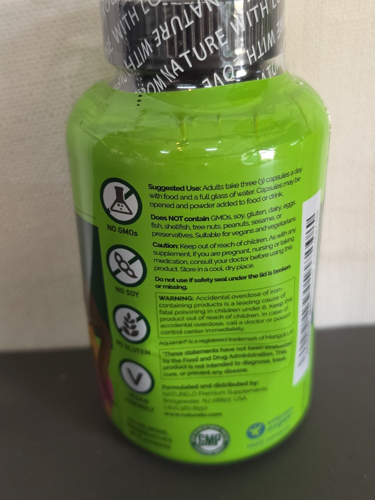 Naturelo Prenatal Multivitamin Folate Iron Calcium 180 Caps EXP 11/13/2026