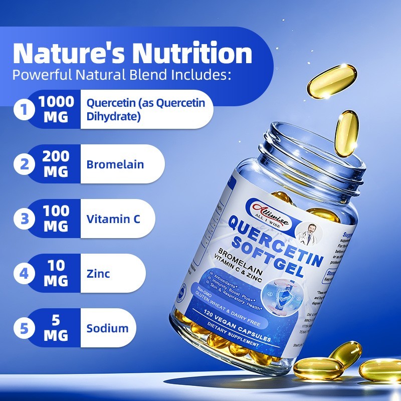 1000MG Quercetin with Bromelain & Zinc – Natural Immune Support Supplement