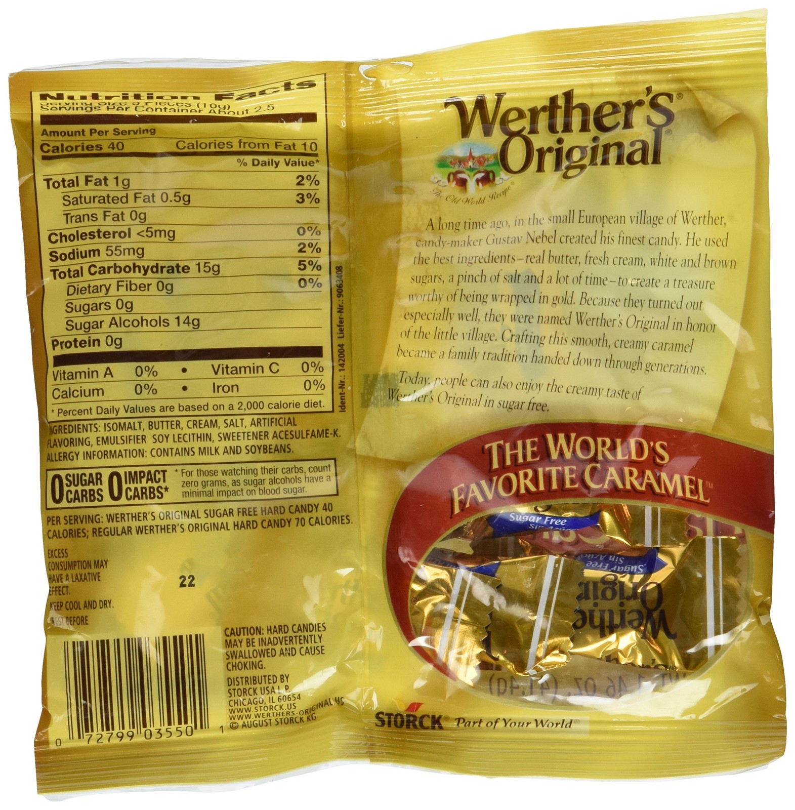 Werther’s Original Sugar Free Hard Candies 1.46 Oz (3 Pack)