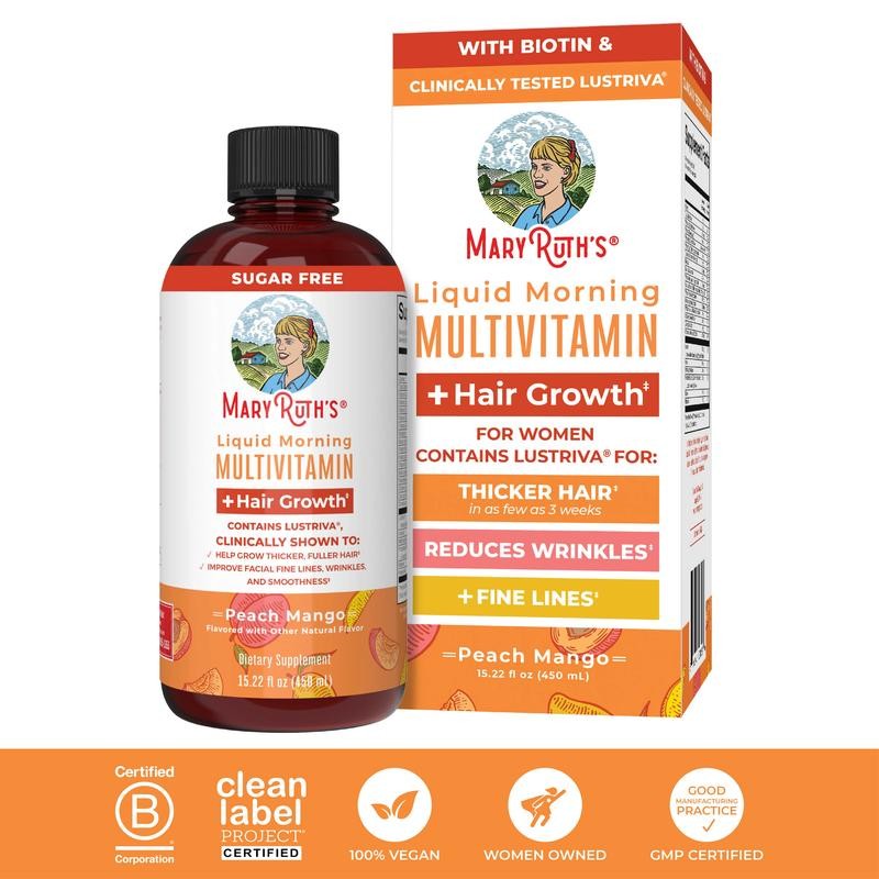 MaryRuth’s Liquid Multivitamin + Hair Growth – Thicker Hair – Vegan, 15.22 Fl Oz