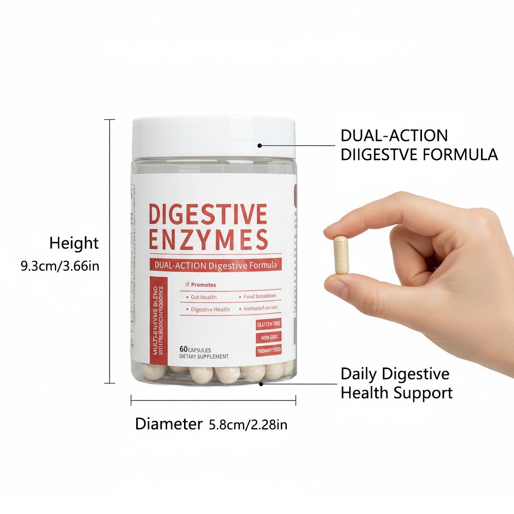 ESUNM Dual-Action Digestive Enzymes,Multi Enzymes+Probiotics+Organic Prebiotics