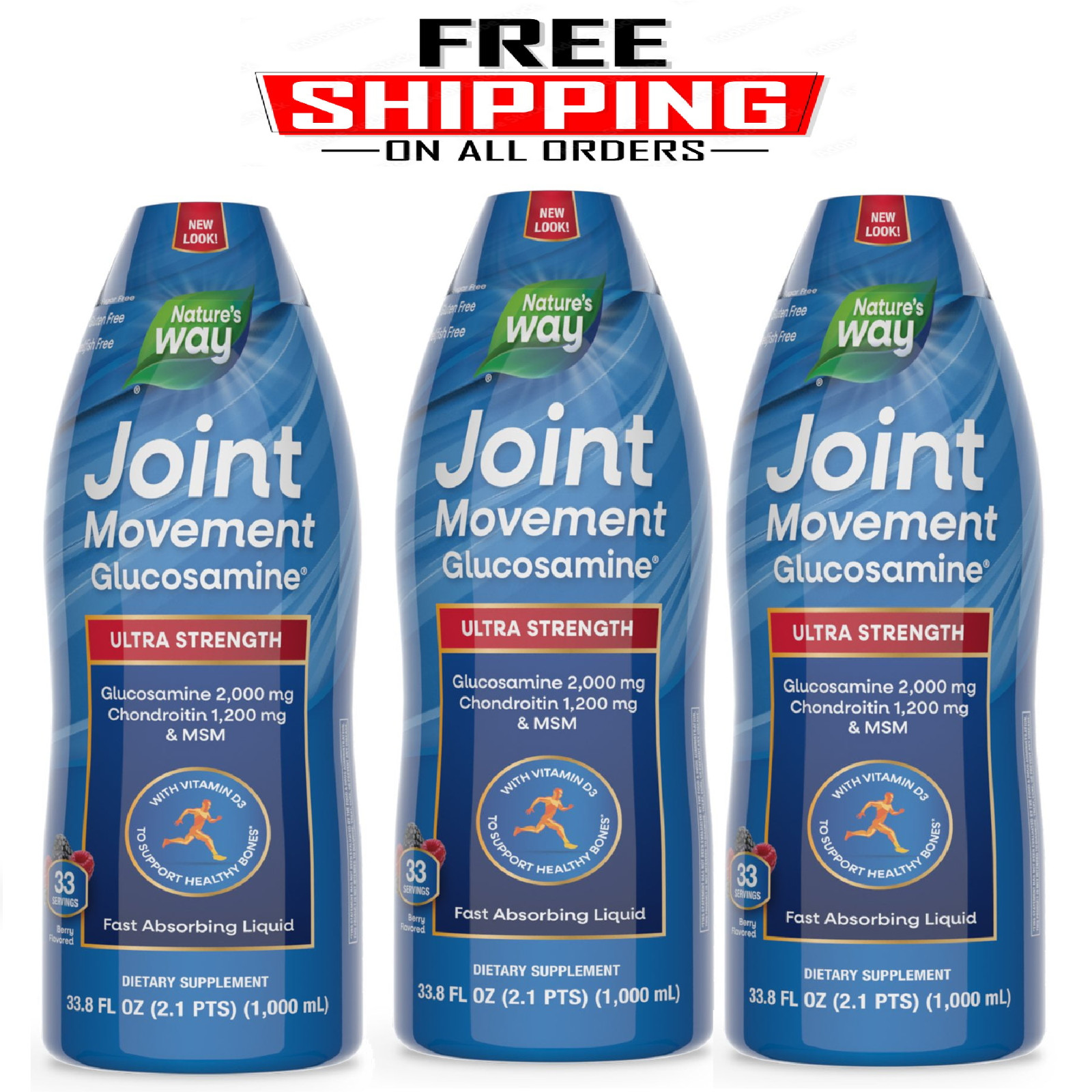 3 Pack – Nature’s Way Joint Movement Glucosamine Liquid, 33.8 fl. oz.