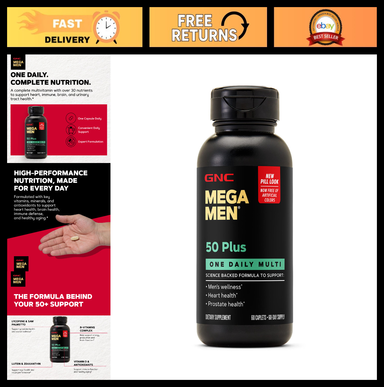 Daily Multivitamin for Men 50+, 60 Count – Essential Nutrients & Immune Support
