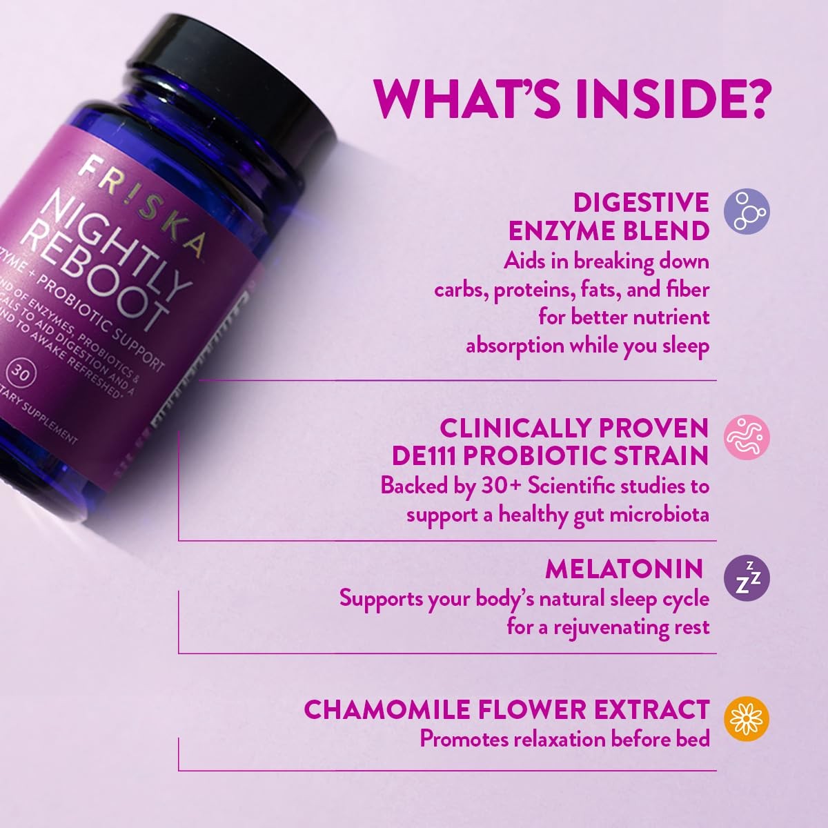 Friska Nighttime Digestive Enzymes with Probiotics – Supports Overnight Diges…