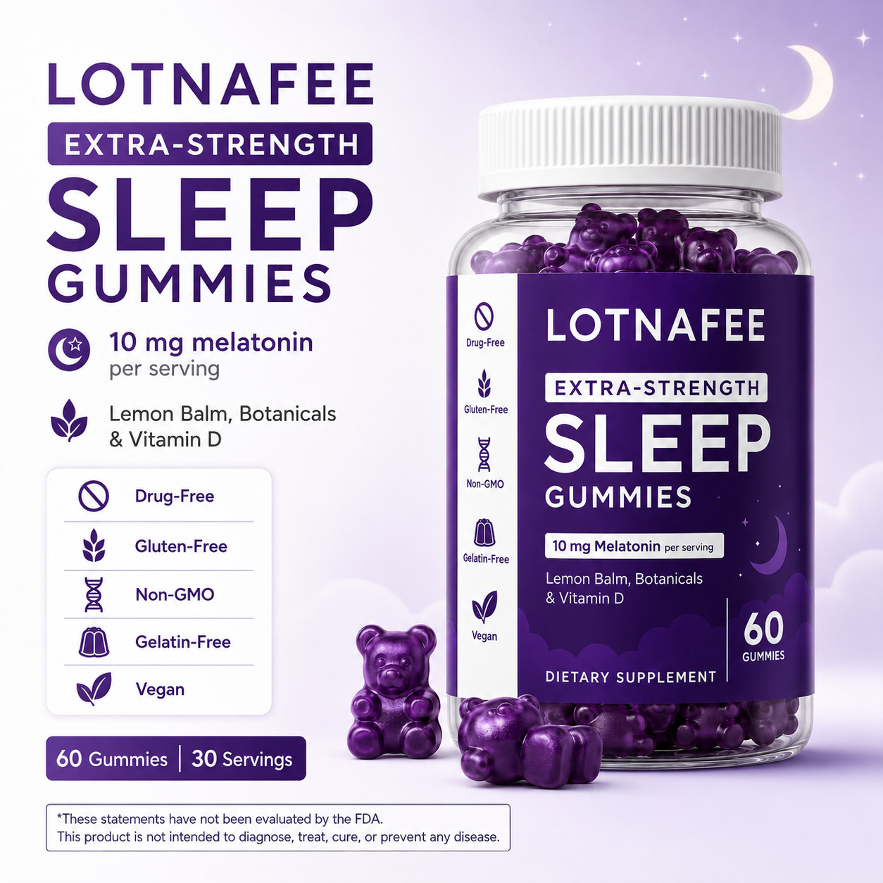 Nutritional Supplement, Extra Strength Sleep Gummy – 60 Co