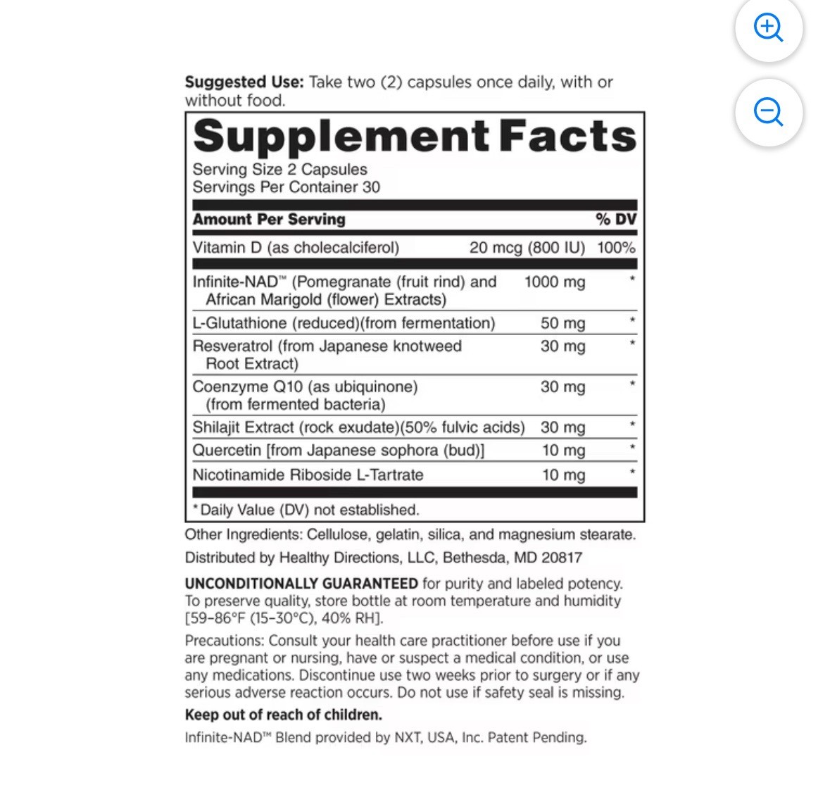 NAD+ Anti-Aging Supplement with Infinite-NAD Resveratrol, Quercetin & CoQ10