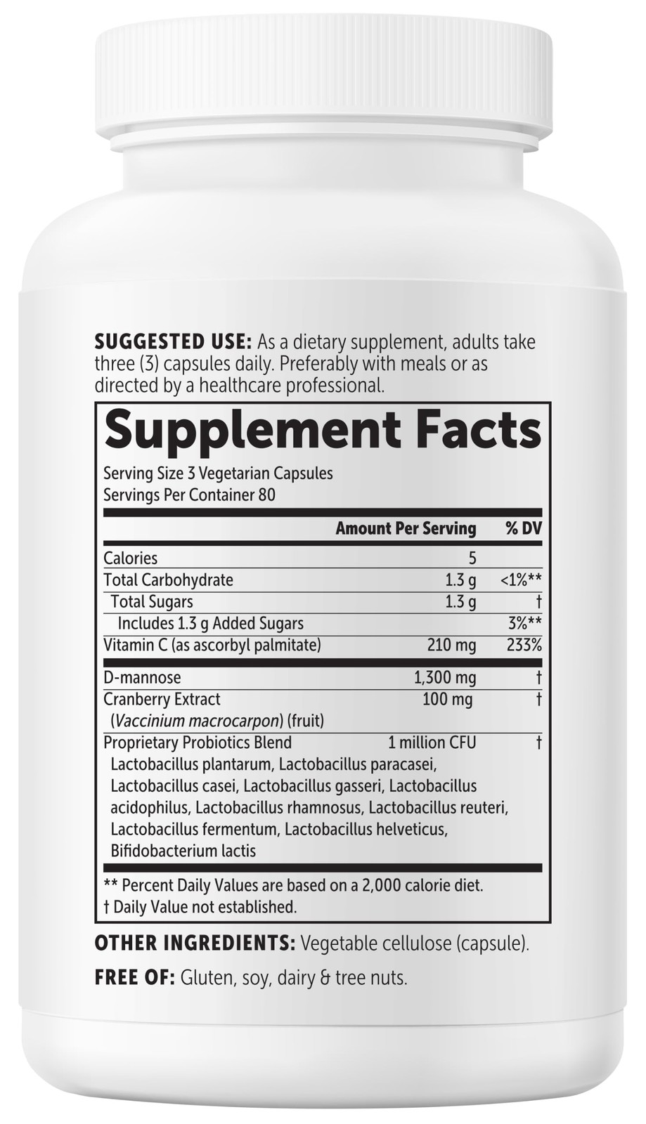 Micro Ingredients D Mannose 1,300mg Per Serving with 240 Count (Pack of 1)