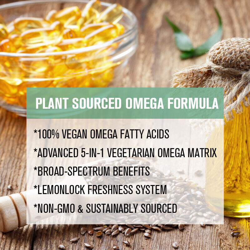 Omega 3-6-9 Vegan Capsules 1360mg High Strength Support Eye & Brain Health 120PC