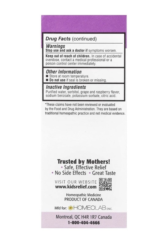 Kids Relief®, Syrup with Calming Effect, Grape, 3.4 fl oz (100 ml) exp 11/27