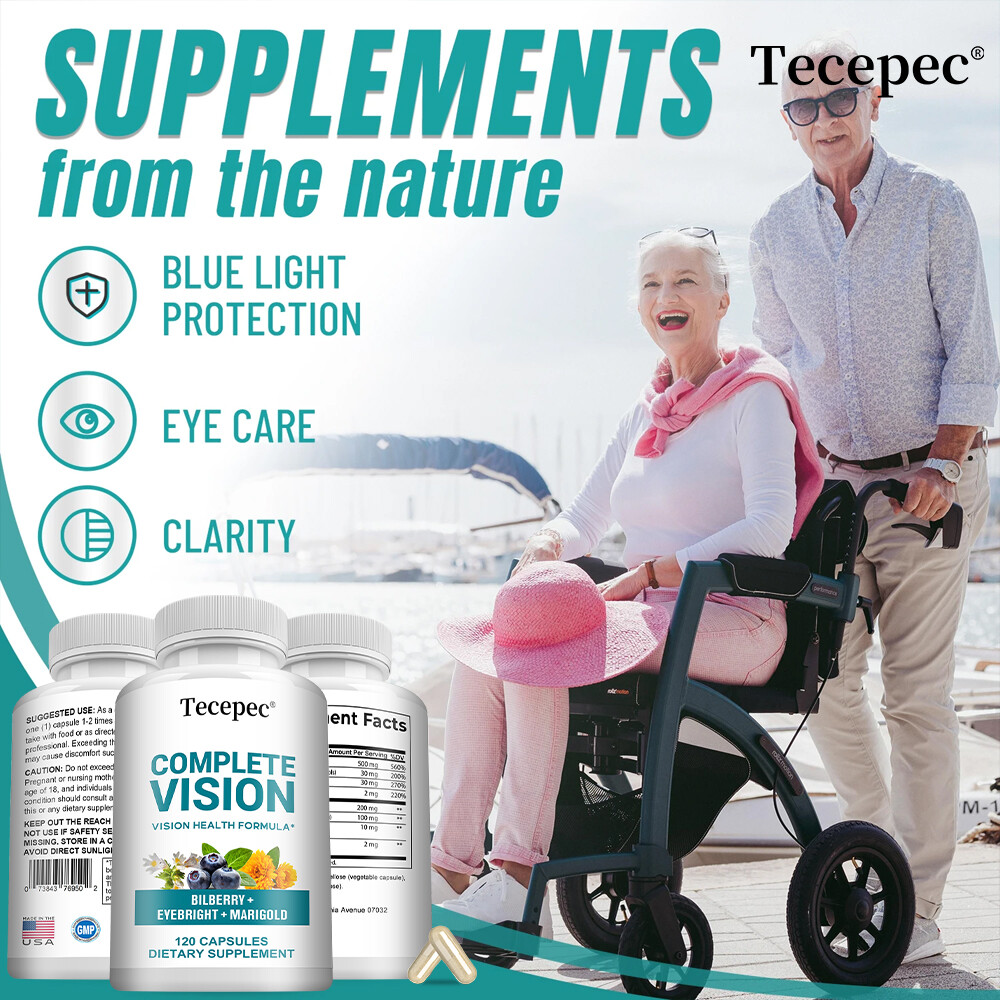 Vision Formula w/Bilberry,Lutein,Zeaxanthin,Supports Eye Strain,Dry Eyes 120Caps