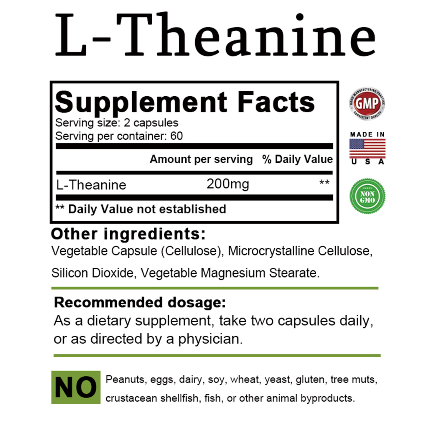 L-Theanine 200 Mg – Stress Relief, Calming & Anti-Anxiety, Promotes Relaxation
