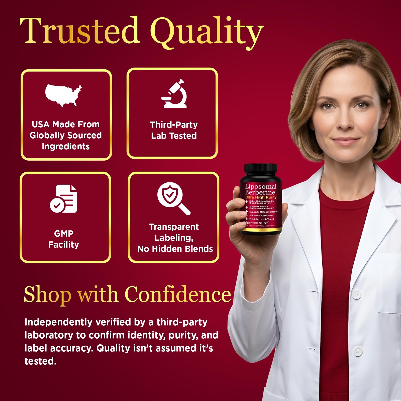 Premium Select Nutrition Liposomal Berberine HCL 60 Count (Pack of 1)