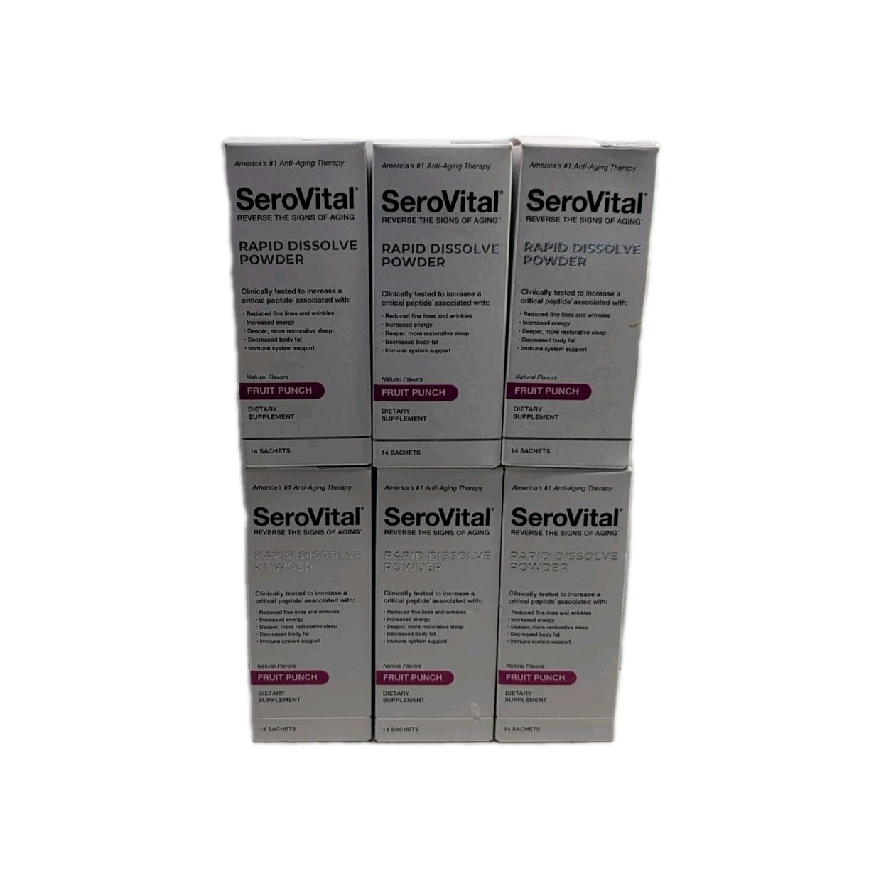(6) SeroVital Anti Aging Rapid Dissolve Fruit Punch Powder 14 Sachets 05/2026