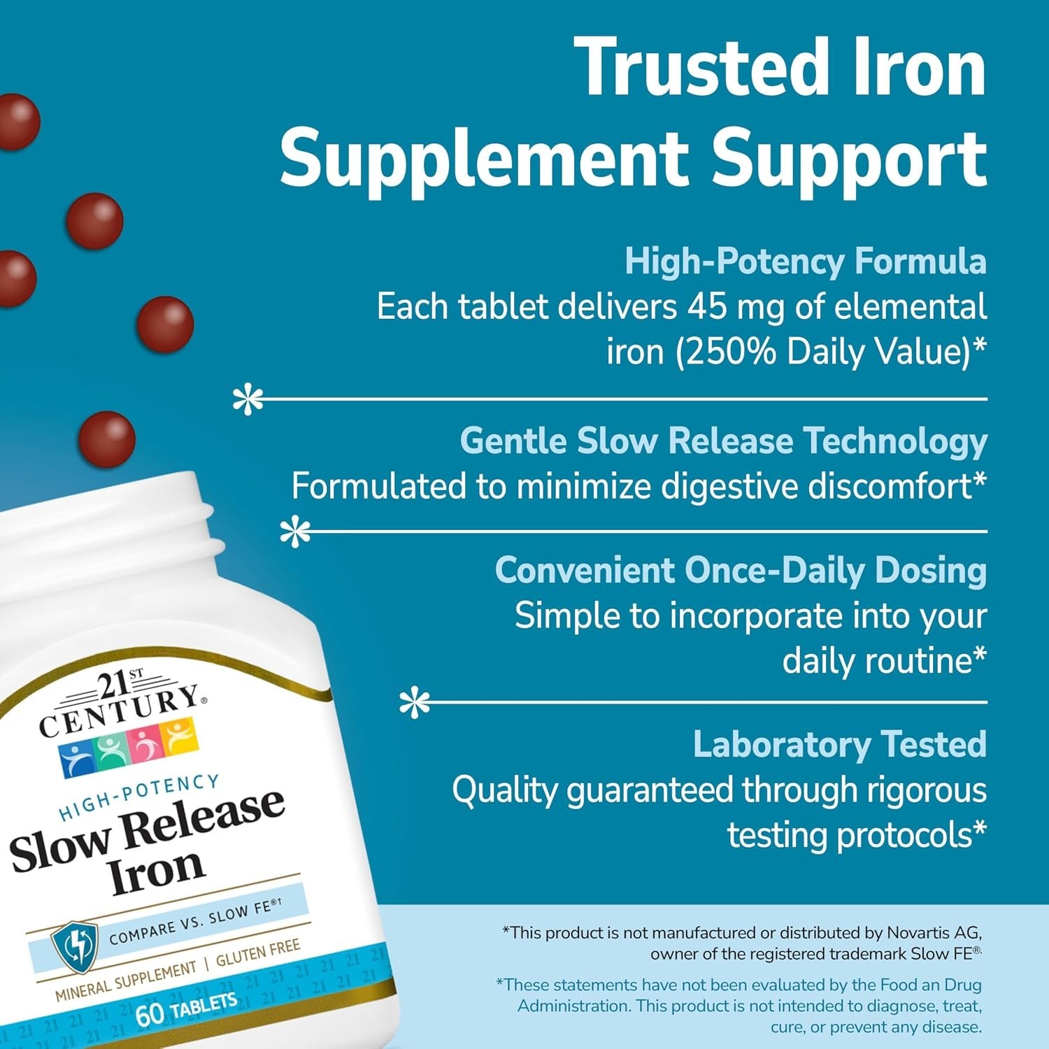 Slow Release Iron Tablets, 60 Count