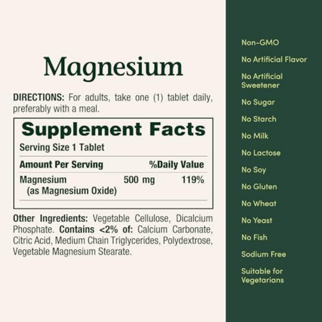 Magnesium, Bone and Muscle Health, Whole Body Support, Tablets,500 Mg,200 Ct-USA