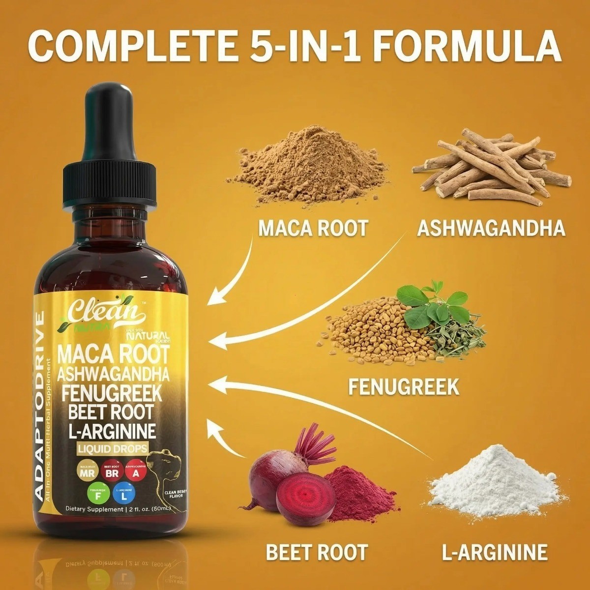 1-3PCS AdaptoDrive Liquid Drops – Energy & Hormone Support W/ Maca & Ashwagandha