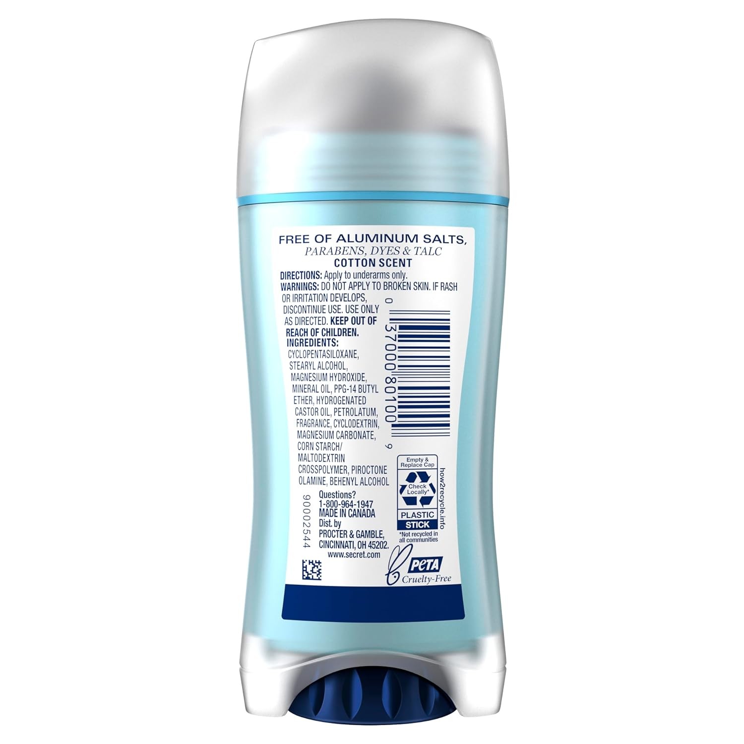 Secret Aluminum Free Deodorant for Women, 48hr Odor 2.4 Ounce (Pack of 1)