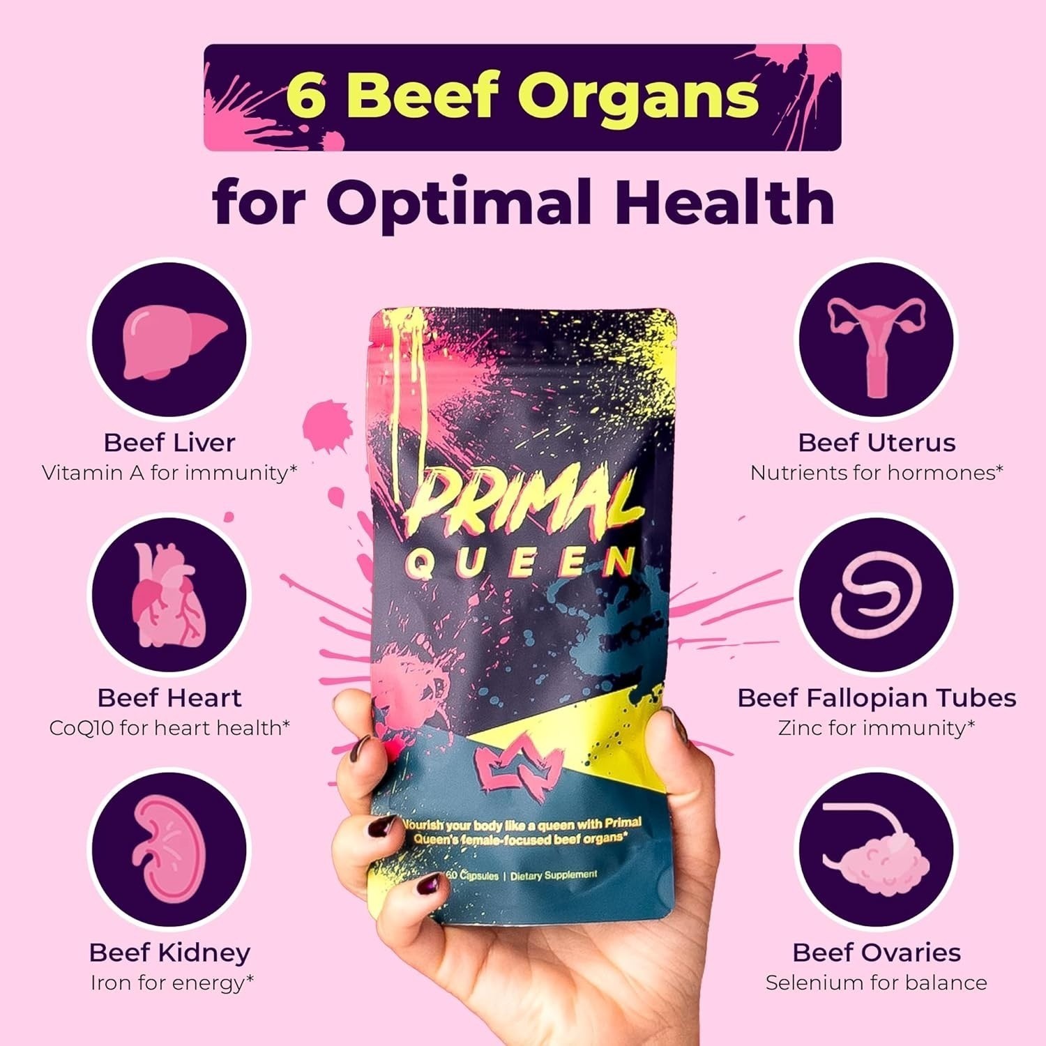 Primal Queen Beef Organ Supplement for Women 60ct – 1 MONTH SUPPLY!