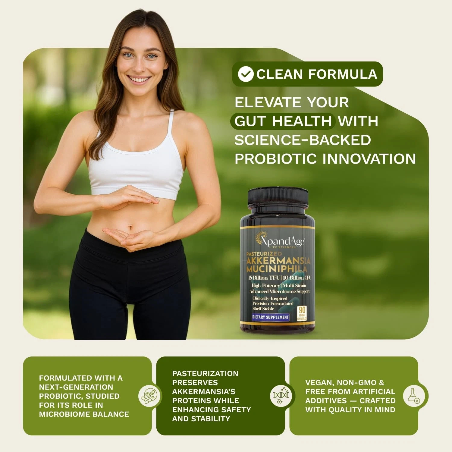 XpandAge Akkermansia Probiotic 90 Veg Caps Gut Health Berberine Cinnamon