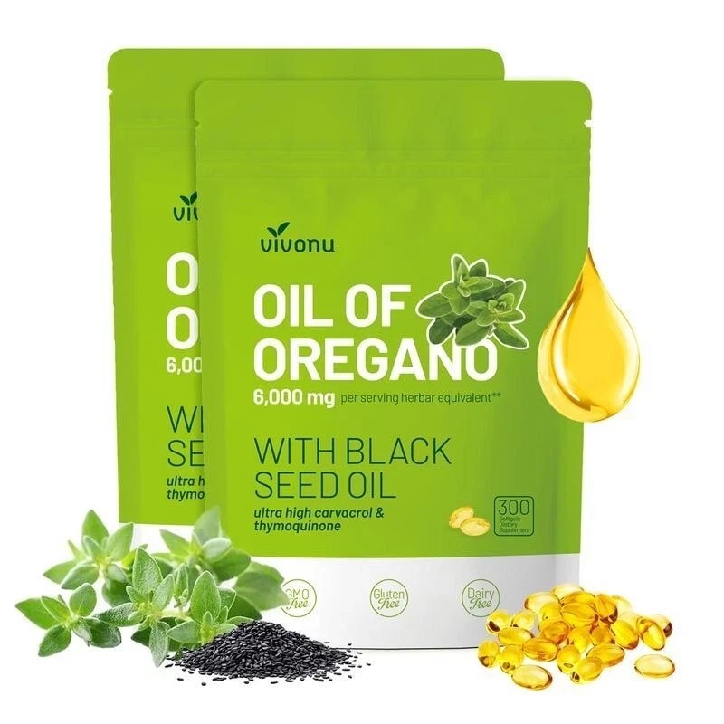 VivoNu Oil of Oregano Capsules | 6000mg Oil of Oregano with Black Seed Oil