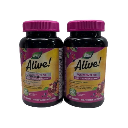 2x Alive Women 50+ Gummy Multivitamins 60 Gummies Each. Exp: 01/2026
