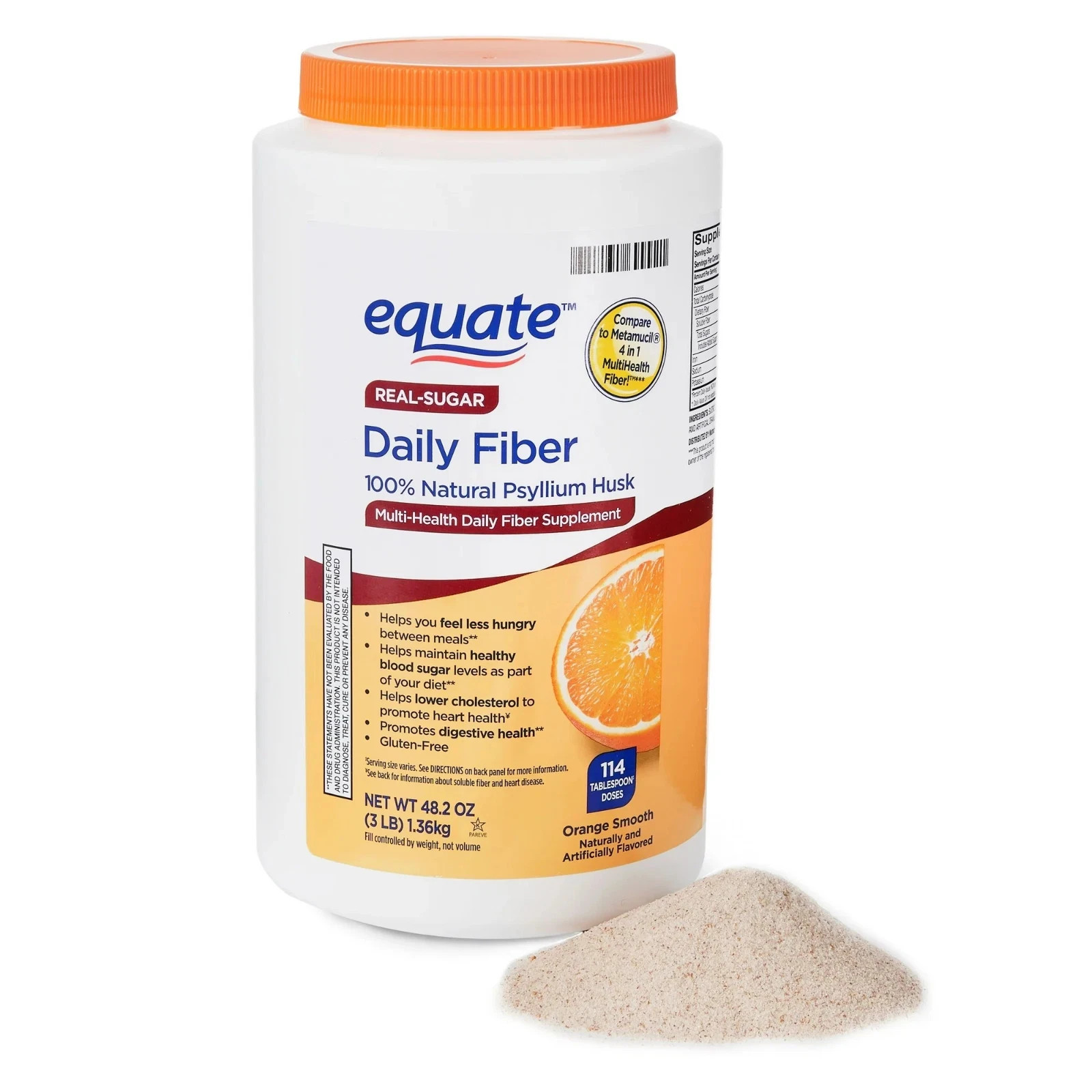 Equate Daily Fiber Orange Smooth Fiber Powder, 48.2 oz. ( Fast Free Shipping )