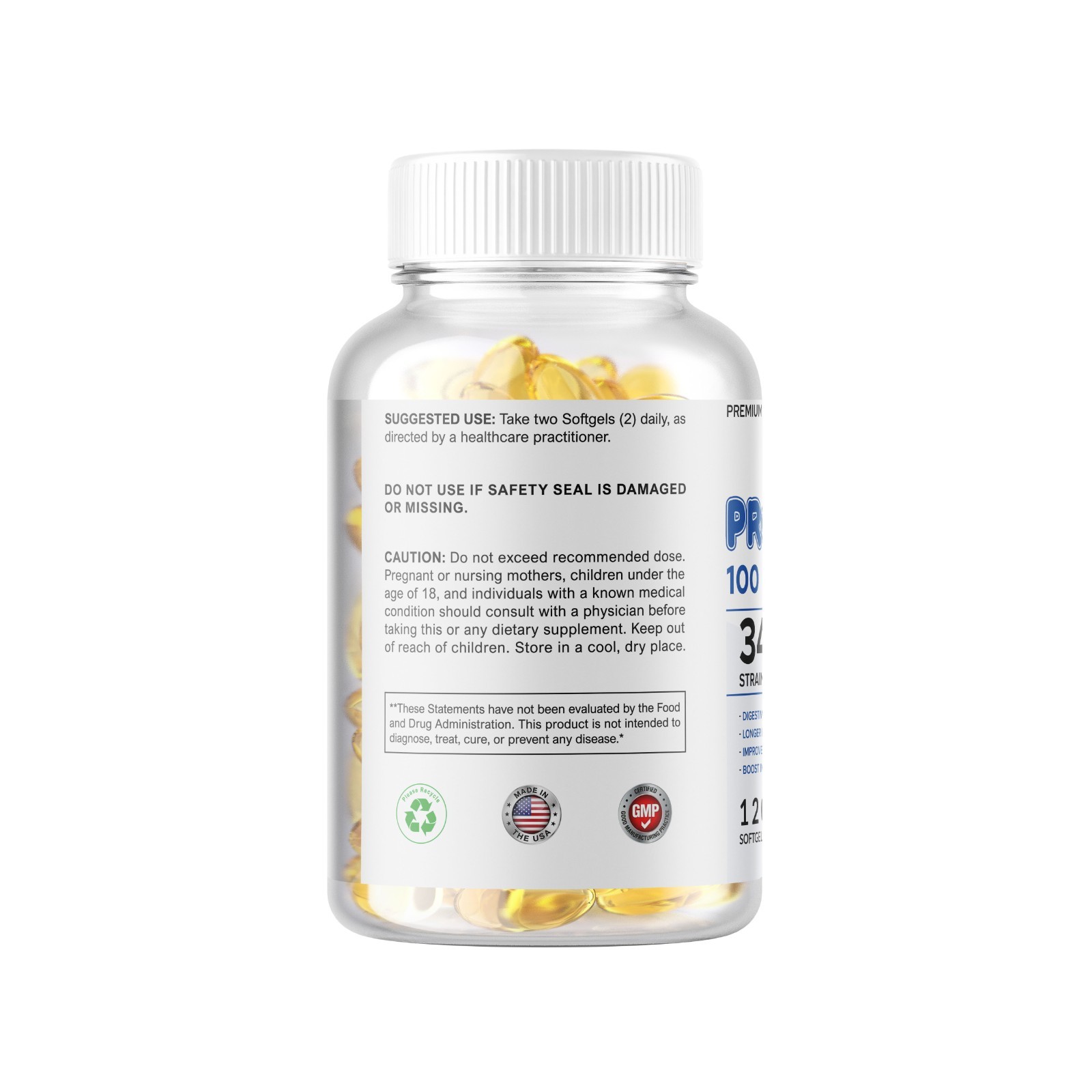 Raw Probiotics 100 Billion CFU Potency Digestive Immune Health 120 Capsules USA