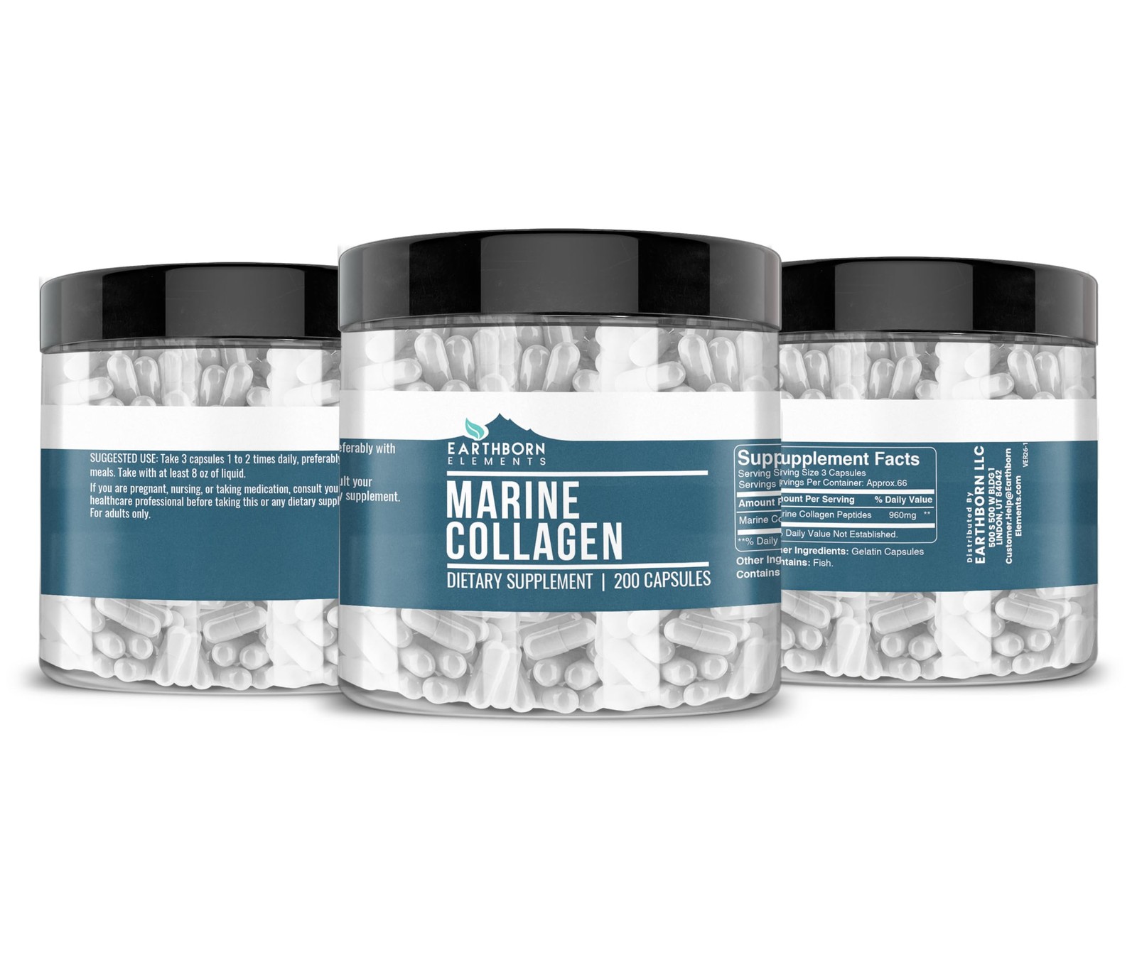 Earthborn Elements Collagen Peptides (200 Capsules) 1 Count (Pack of 200)