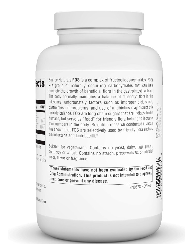Source Naturals FOS Powder 200g Fructooligosaccharides Prebiotic Fiber Exp 07/28