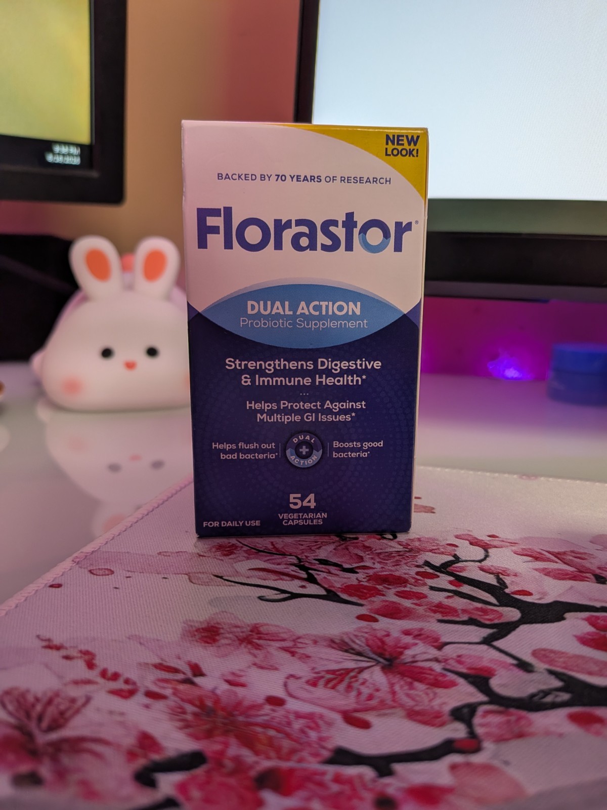 Florastor Dual Action Probiotic Supplement Digestive & Immune Health 54 Capsules