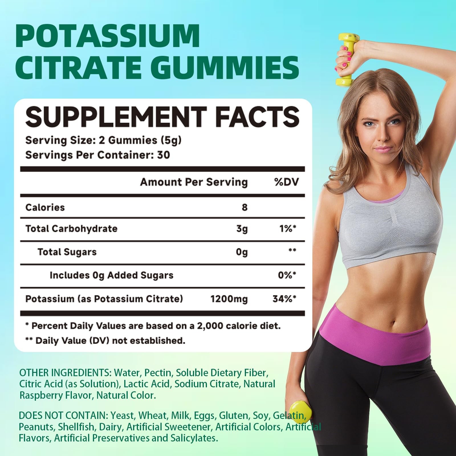 Potassium Citrate Supplement Gummies, 60 Count (Pack of 1)
