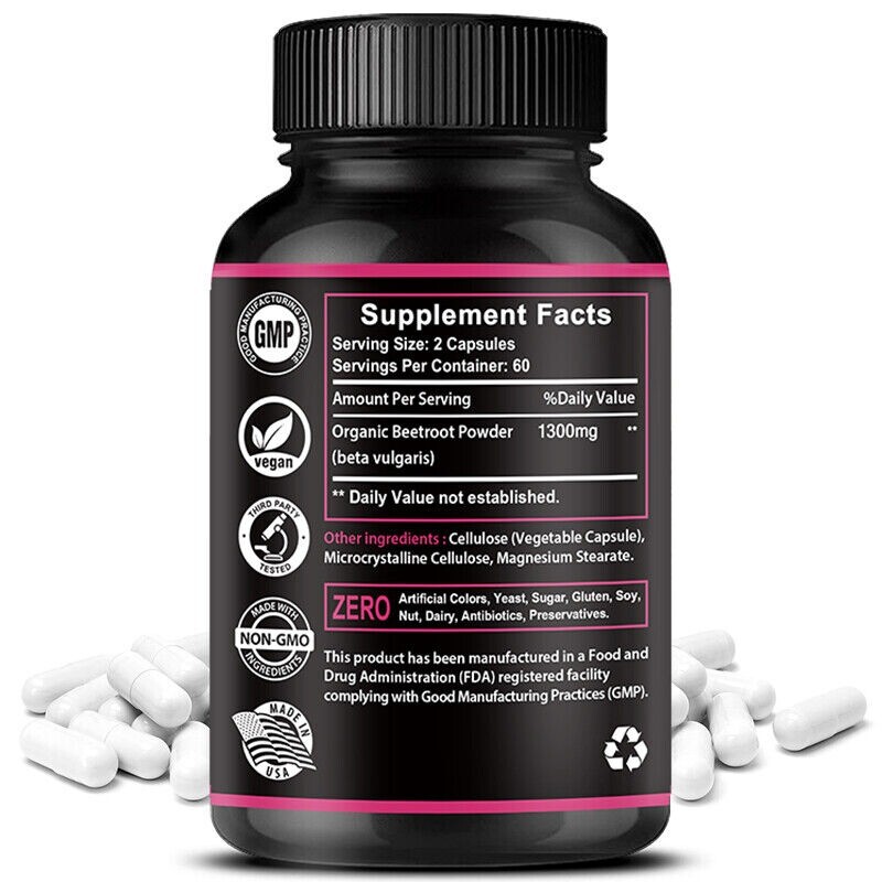 Beet Root Capsules 1300mg Beetroot Powder Extract