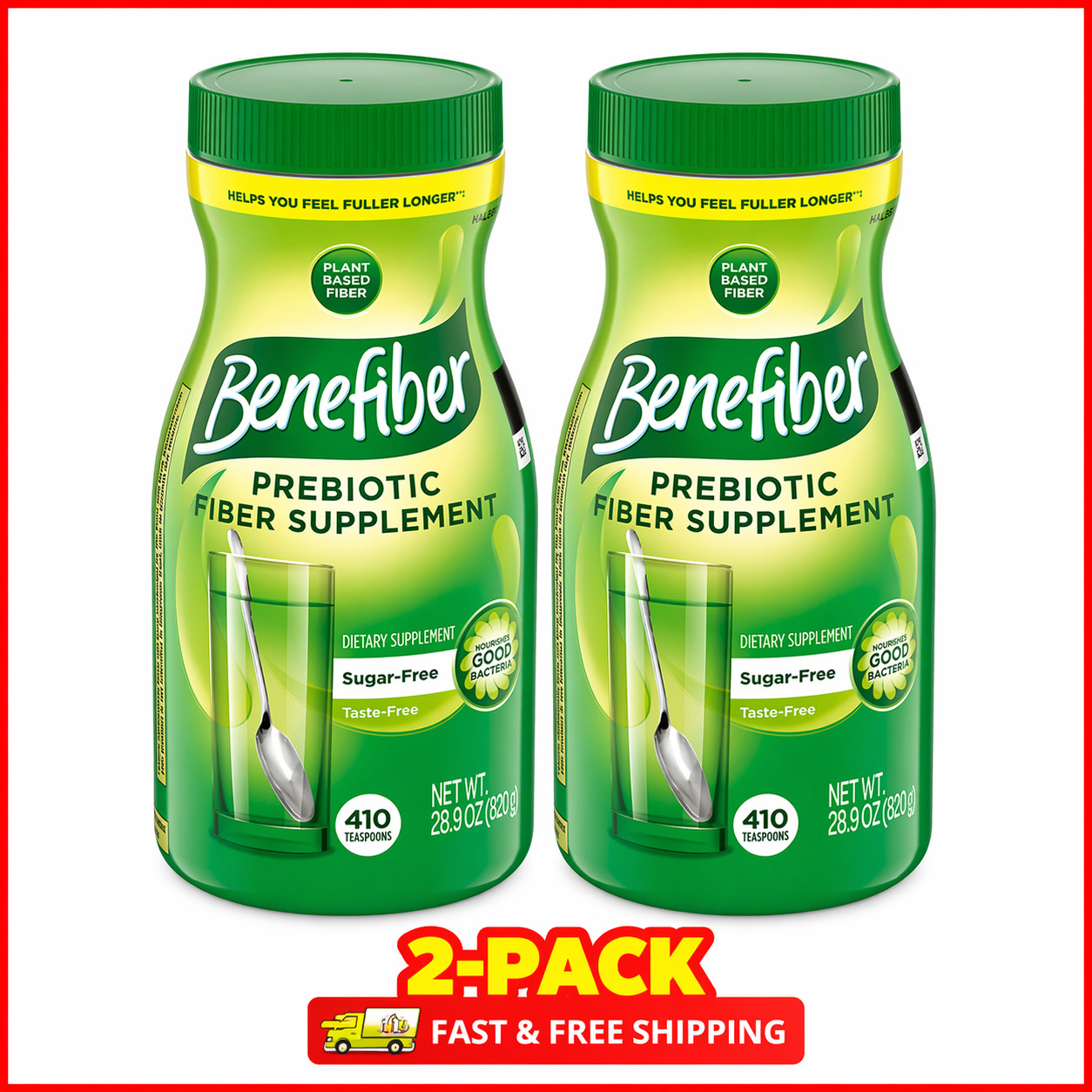 2-Pack Benefiber Fiber Supplement Powder, 410 Teaspoons
