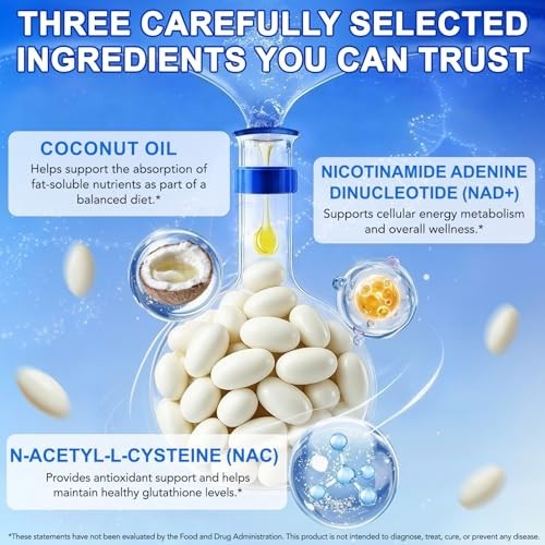 NAC 600mg with NAD+ Daily Complex, N-Acetyl Cysteine Supplement Capsules, Antiox
