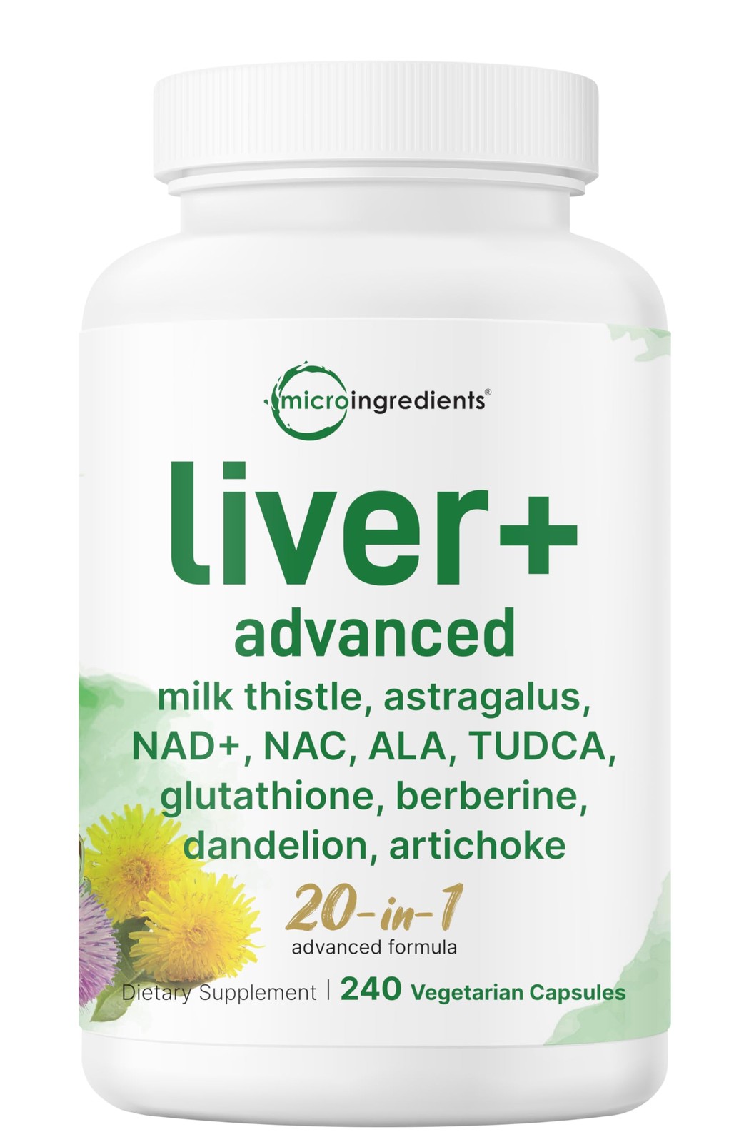 Advanced Liver Support 240 Caps 20-in-1 Complex w/ Milk Thistle & Dandelion Root
