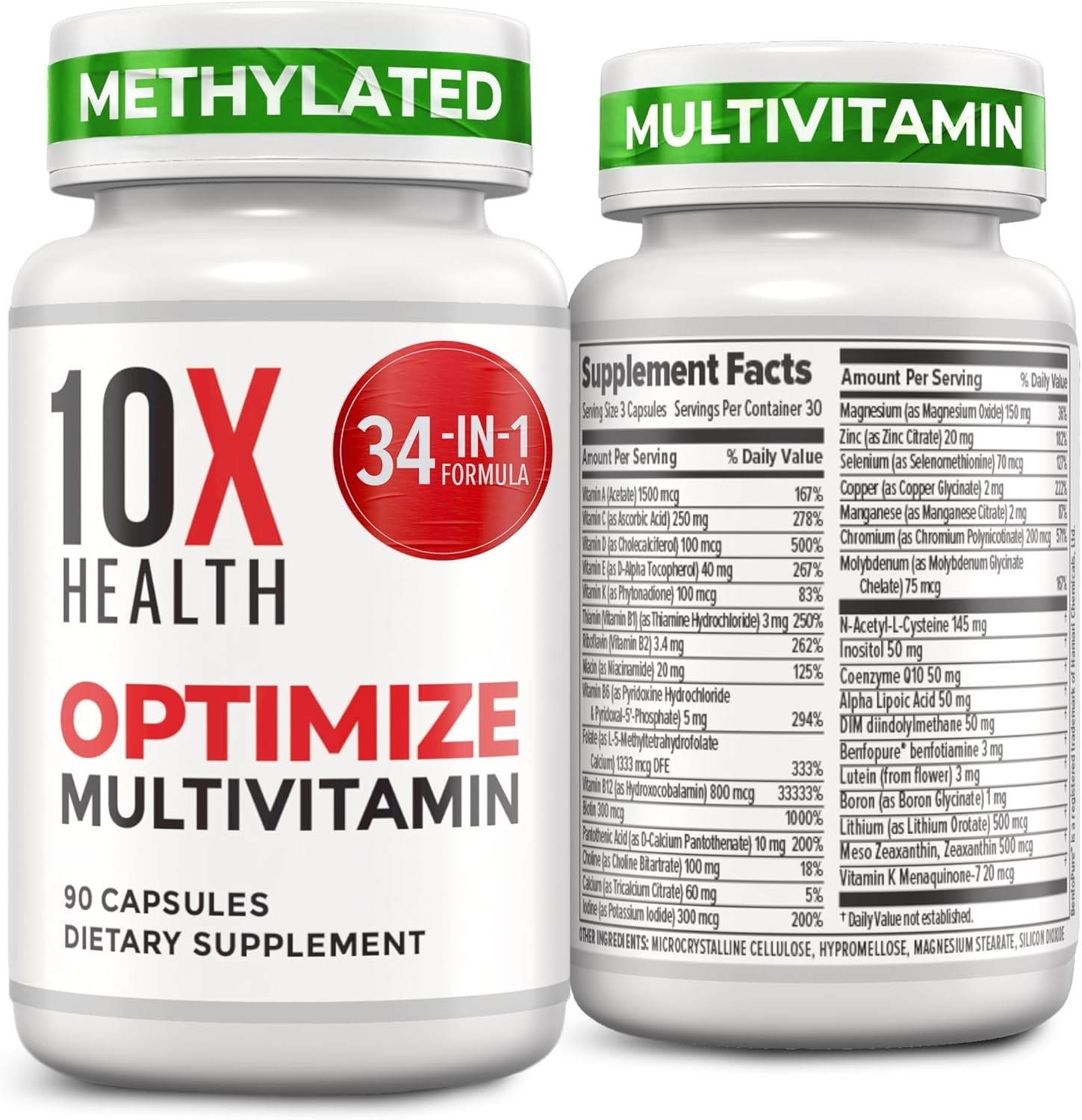 “Quality 10X Fitness Optimize Methylated Multivitamin 90 Capsules”