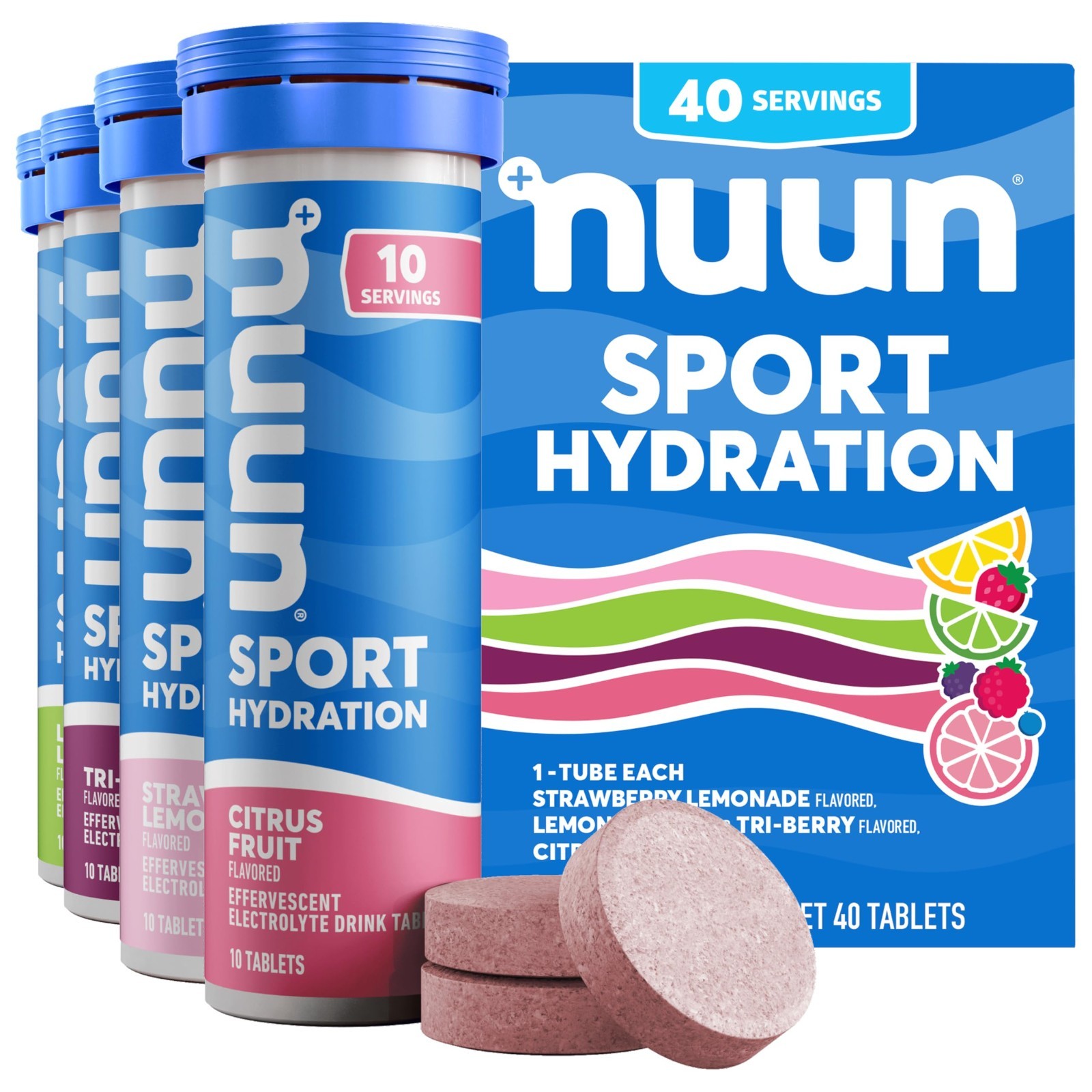 Electrolyte Tablets for Sports, Gluten Free & Vegan, Mixed Flavors, 4 Pack (40 S