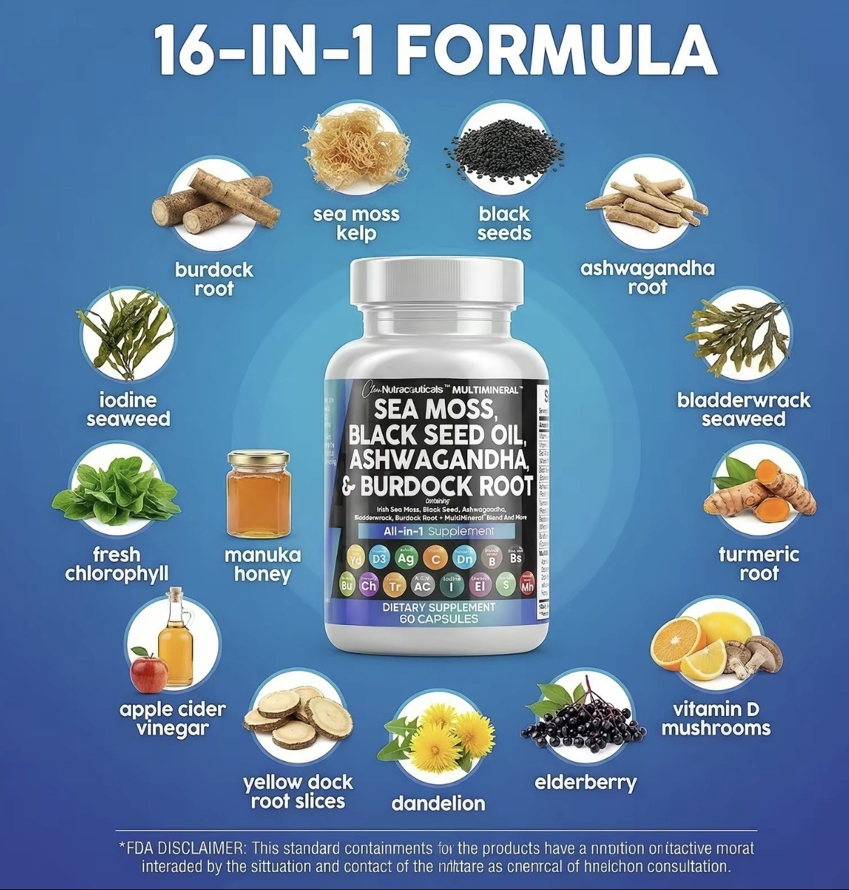 Sea Moss 3000Mg Black Seed Oil 2000Mg Ashwagandha 1000Mg Turmeric 1000Mg Bladder