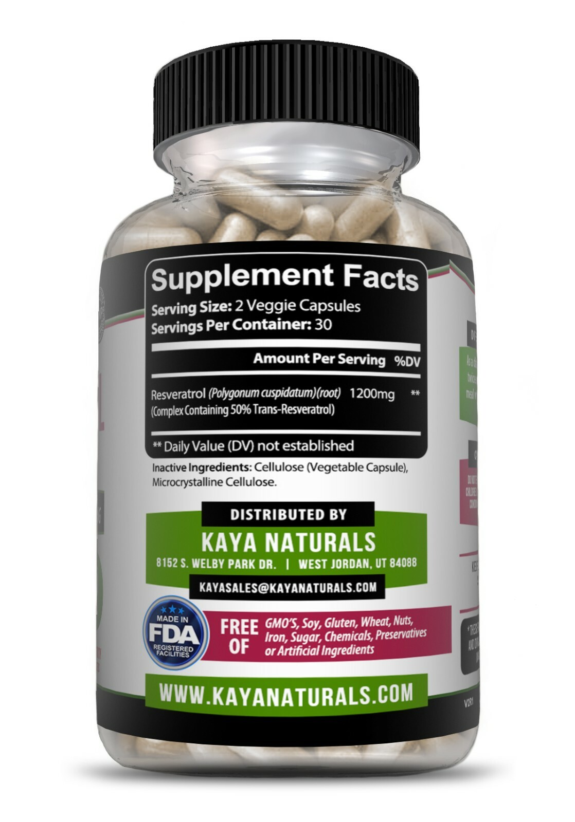 Resveratrol Capsules Anti-Aging Antioxidants, Brain Support, Radiant Skin