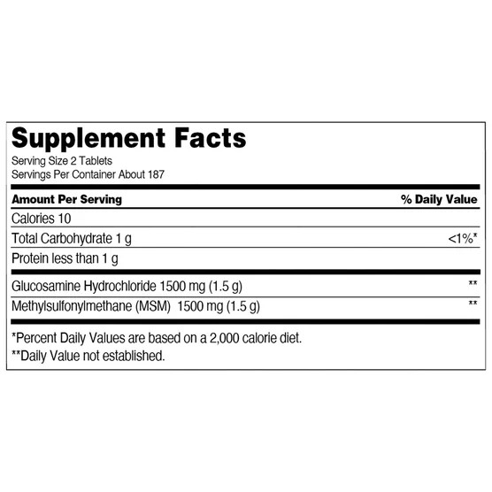 Kirkland Signature Glucosamine Extra Strength HCI 1500mg with MSM 375 Tablets