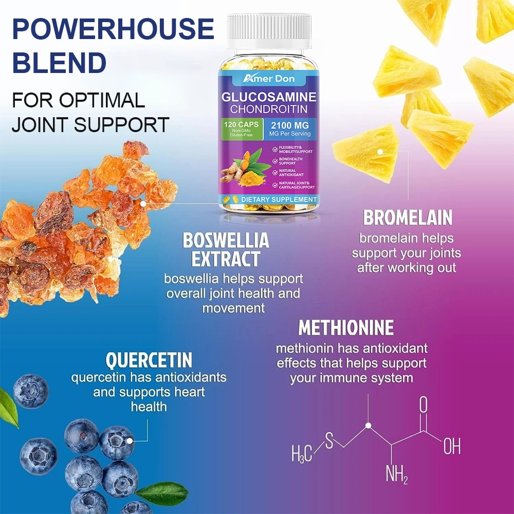 Glucosamine Chondroitin + Omega 3 Fish Oil Joint Health Support Double Effective