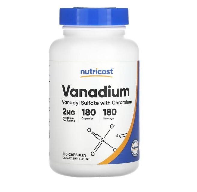 Nutricost, Vanadium with Chromium, 2 PACK, 2 mg , 180 Capsules each (360 total!)