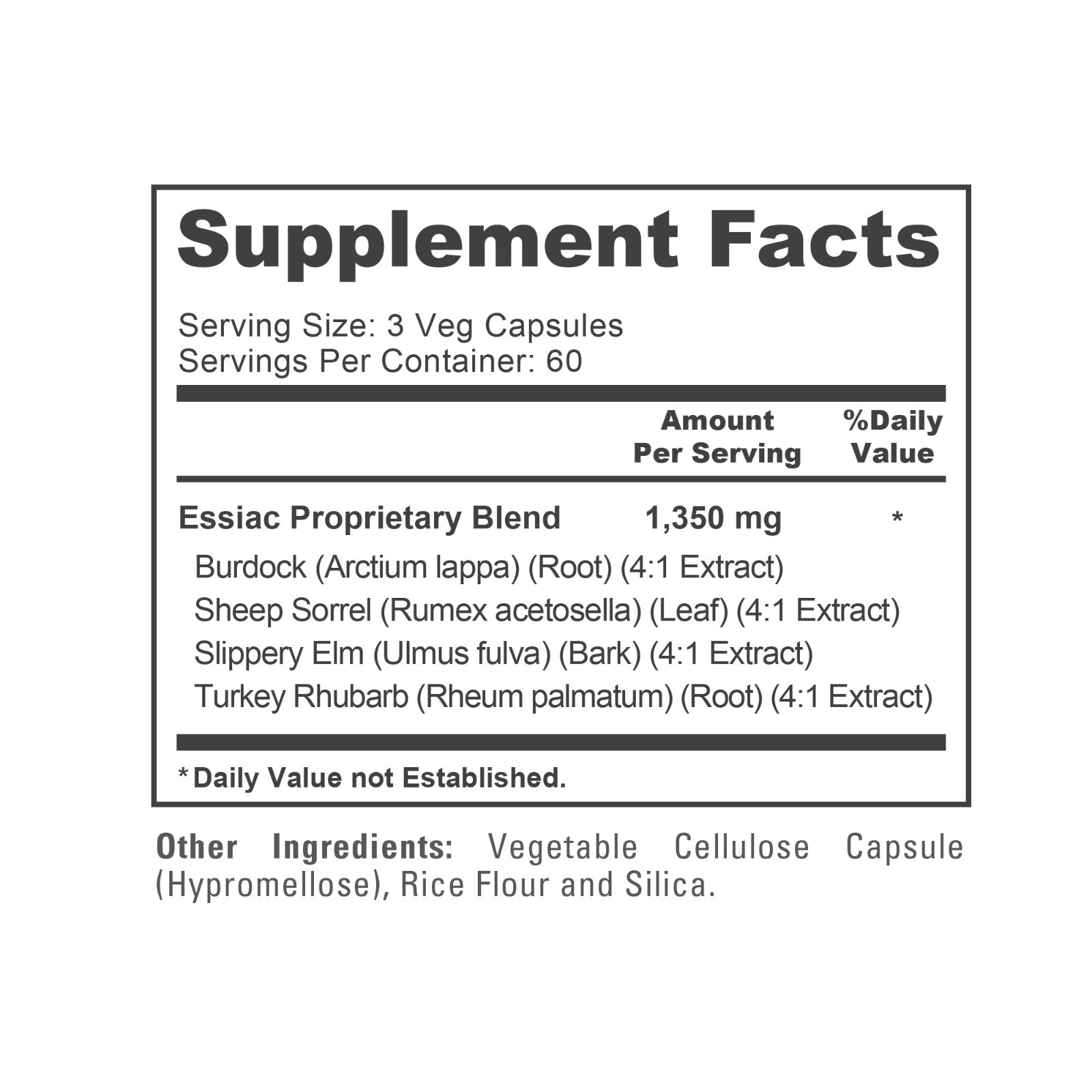 NusaPure Essiac Tea 1350mg per serving- 180 Veg Caps
