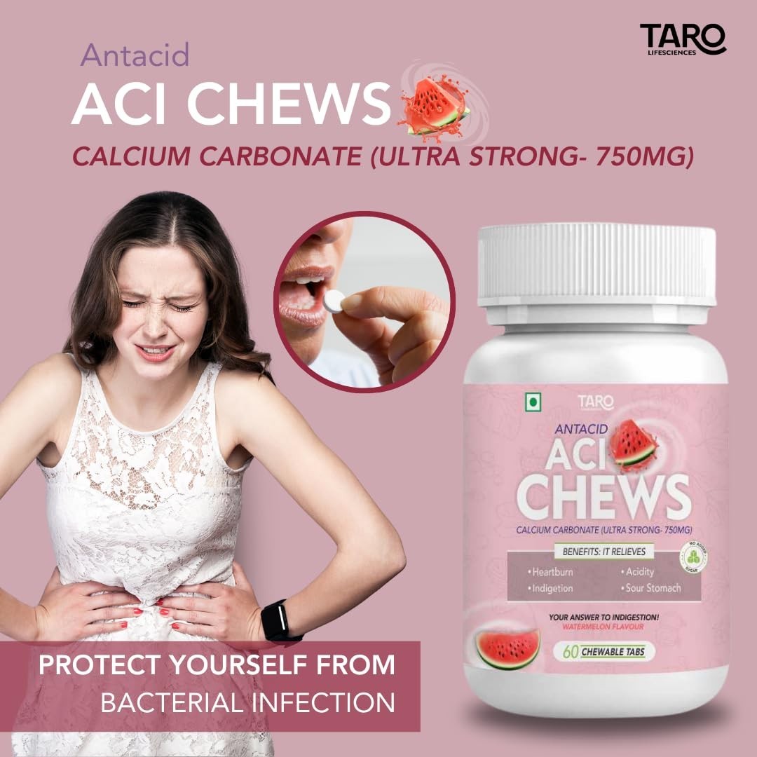 3 Pack TAN.ROM AciChews 750mg Calcium Carbonate 60 Chews