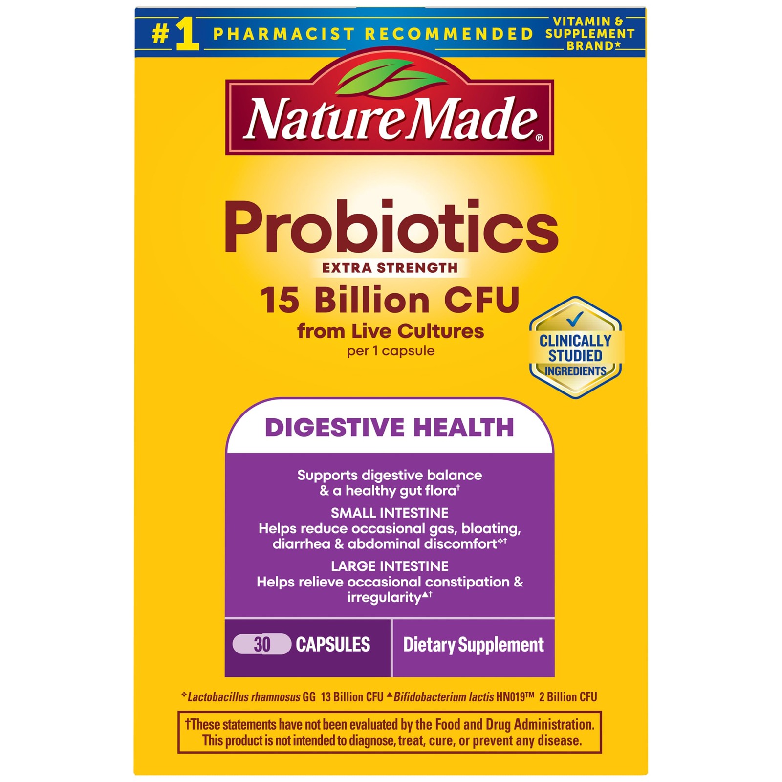 Nature Made Probiotics for Digestive Health Extra Strength 15 Billion CFU…