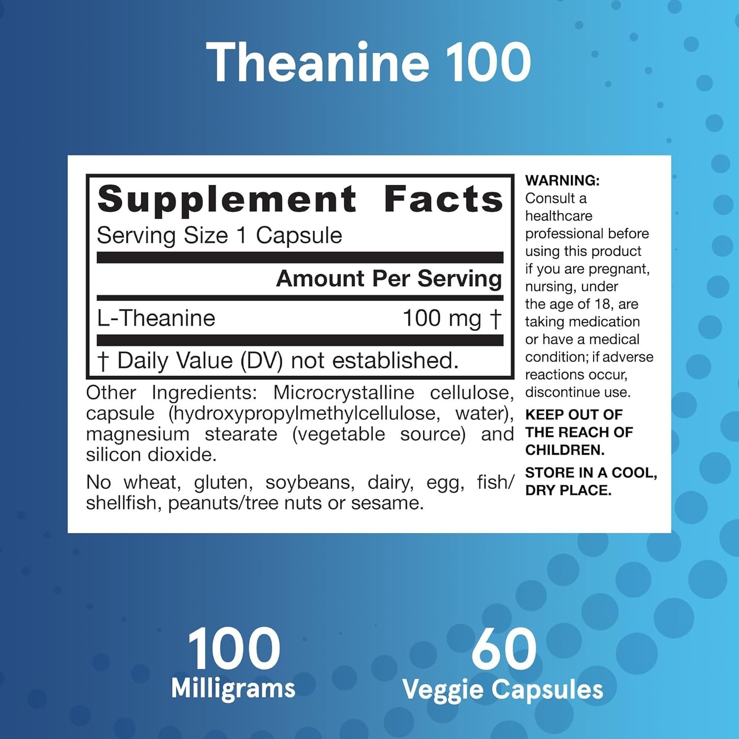 L-Anine 100 mg Dietary Supplement – 60 Capsules for Stress Relief