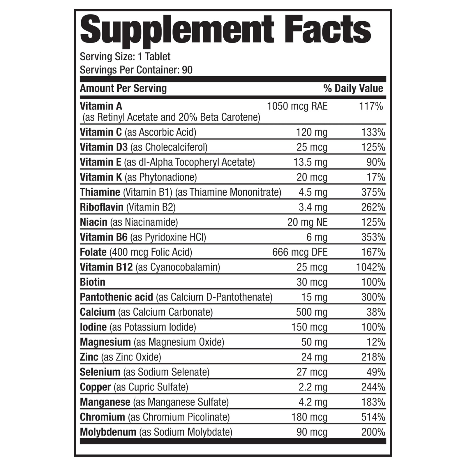 Bronson ONE Daily Women’s 50+ Complete Multivitamin 90 Count (Pack of 1)