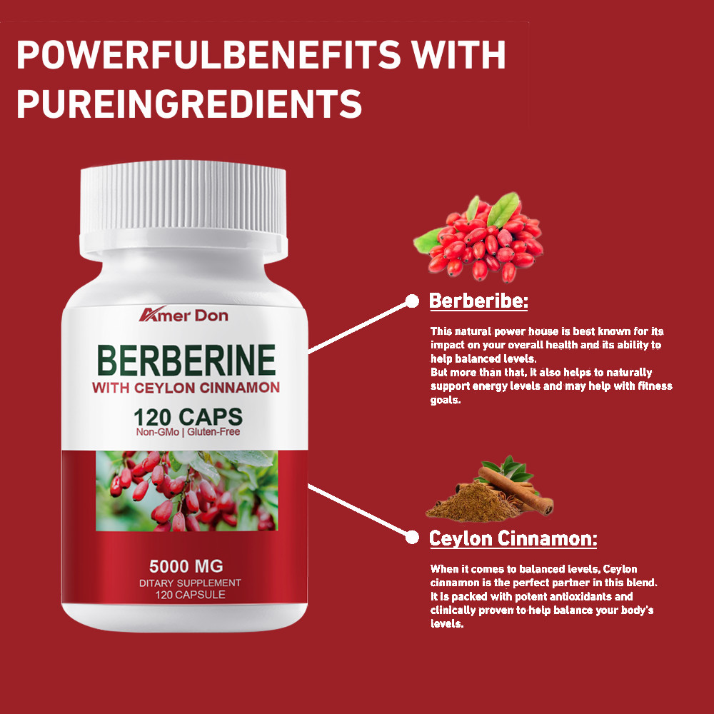 Berberine with Ceylon Cinnamon 5000mg Blood Sugar Heart Health & Immune 120 Caps